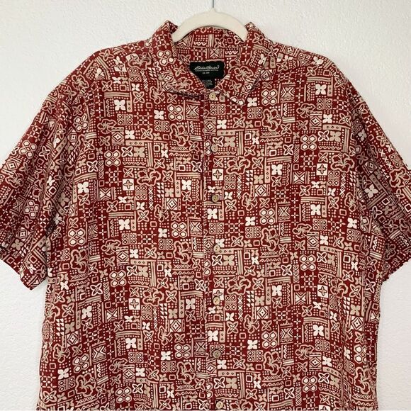 Eddie Bauer Linen Blend Men’s Size Large Hawaiian Button Down Shirt - Picture 2 of 12